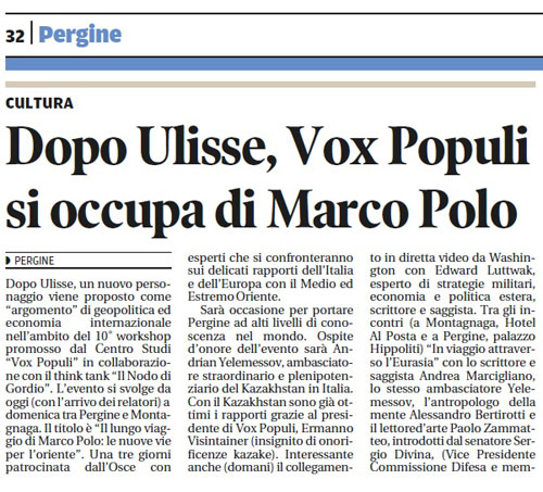 Dopo Ulisse, Vox Populi si occupa di Marco Polo