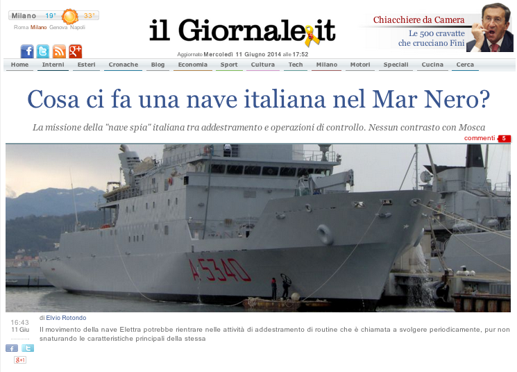 Nave Elettra non è spionaggio