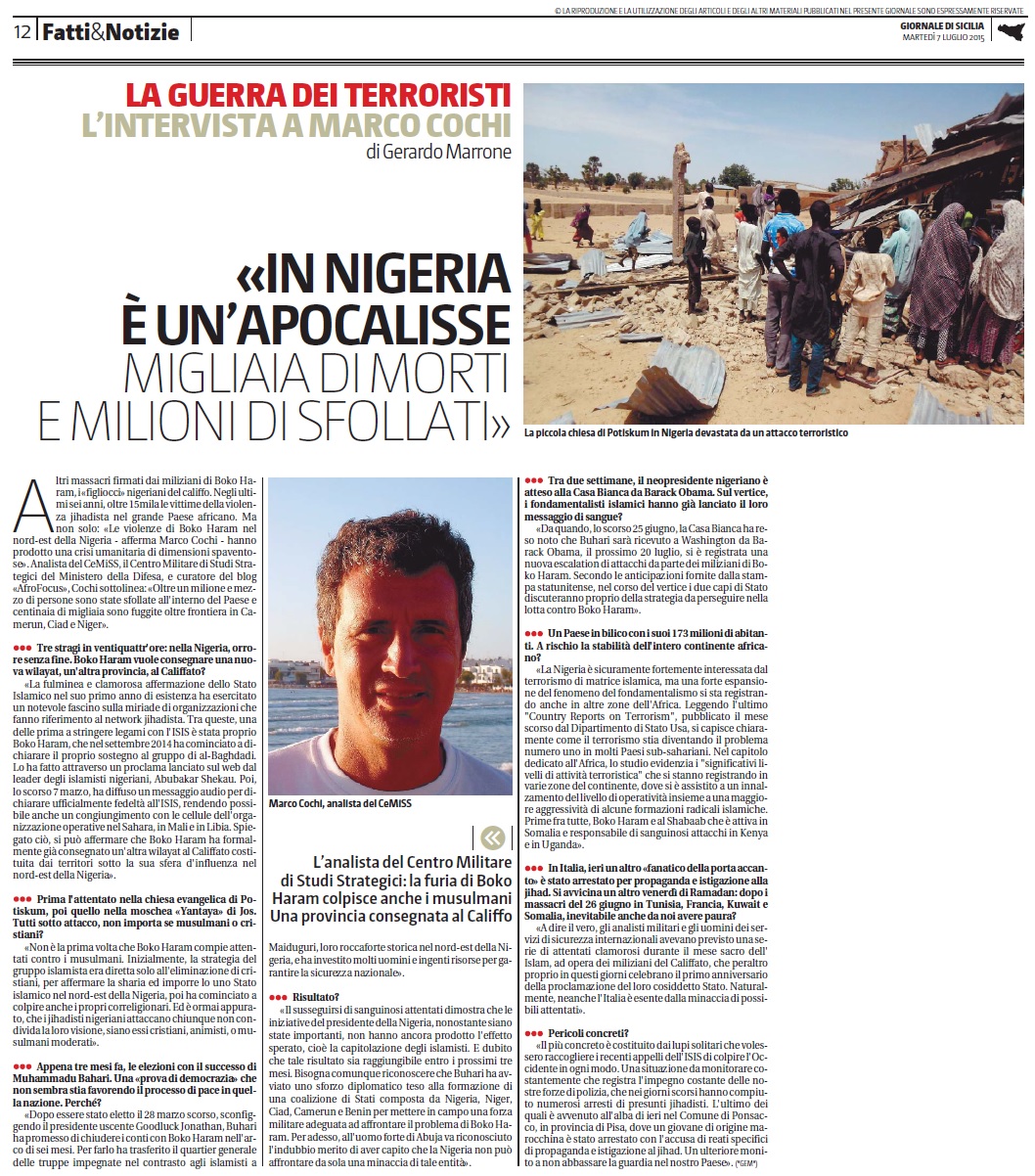 La Guerra dei Terroristi. Intervista a Marco Cochi