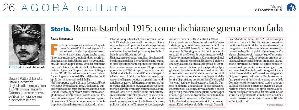 Roma-Instanbul 1915: come dichiarare guerra e non farla
