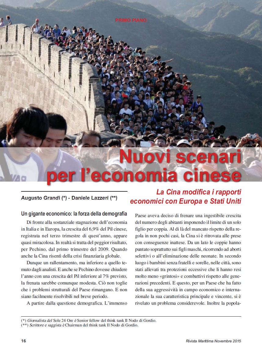 La Cina modifica i rapporti economici con Europa e Stati Uniti – Rivista Marittima, Novembre 2015