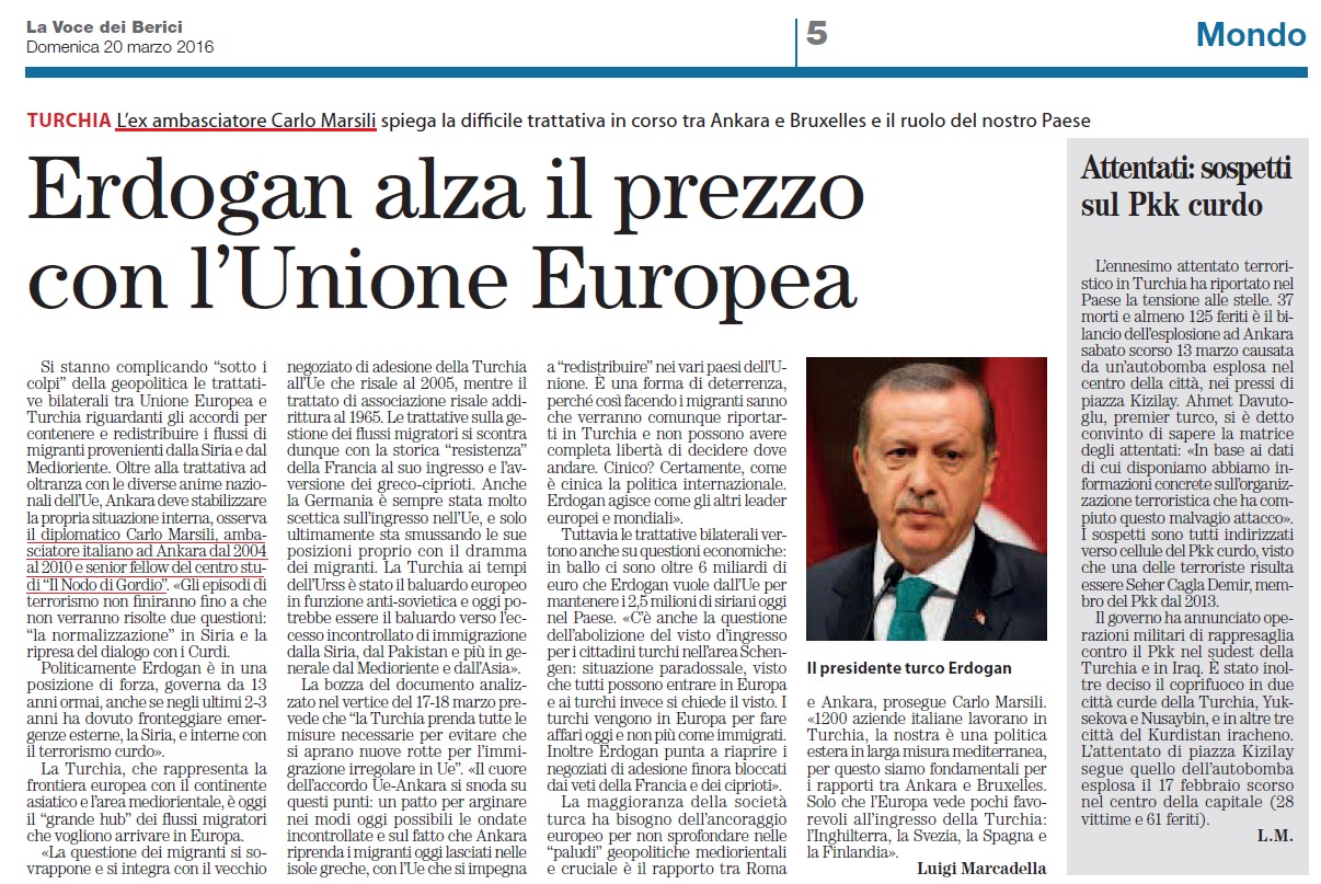 Erdogan alza il prezzo con l'Unione Europea_La voce dei berici 20.03.2016