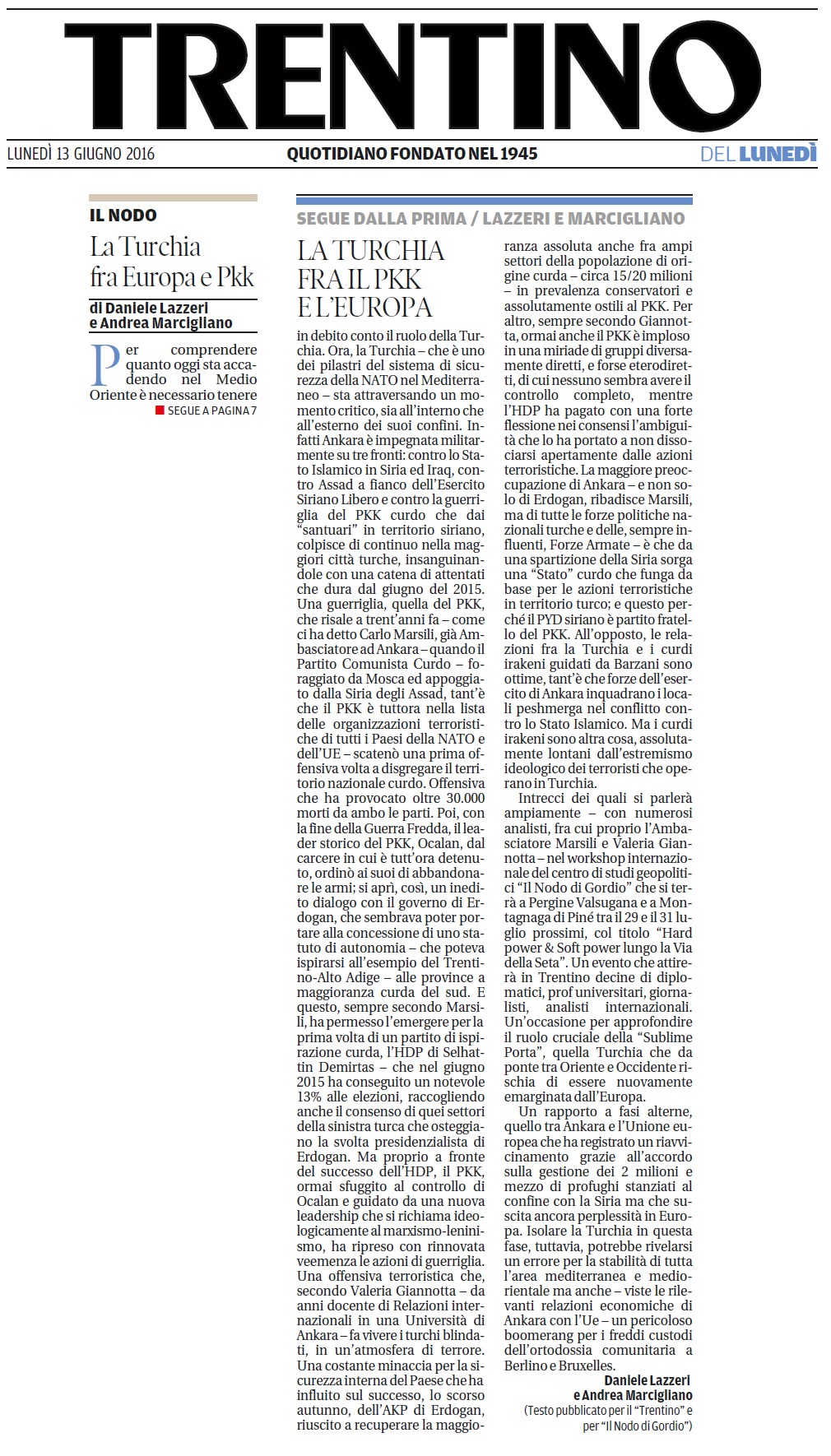 La Turchia fra Europa e Pkk