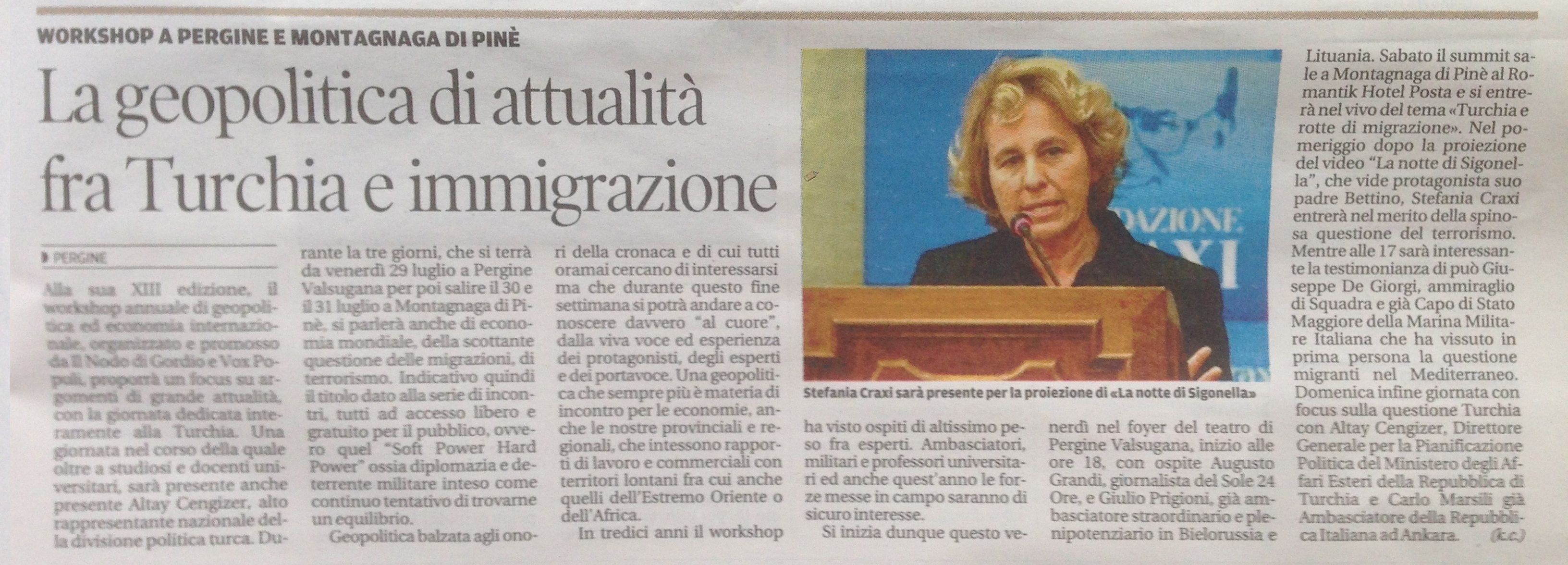 La geopolitica di attualità fra Turchia e immigrazione - il Trentino