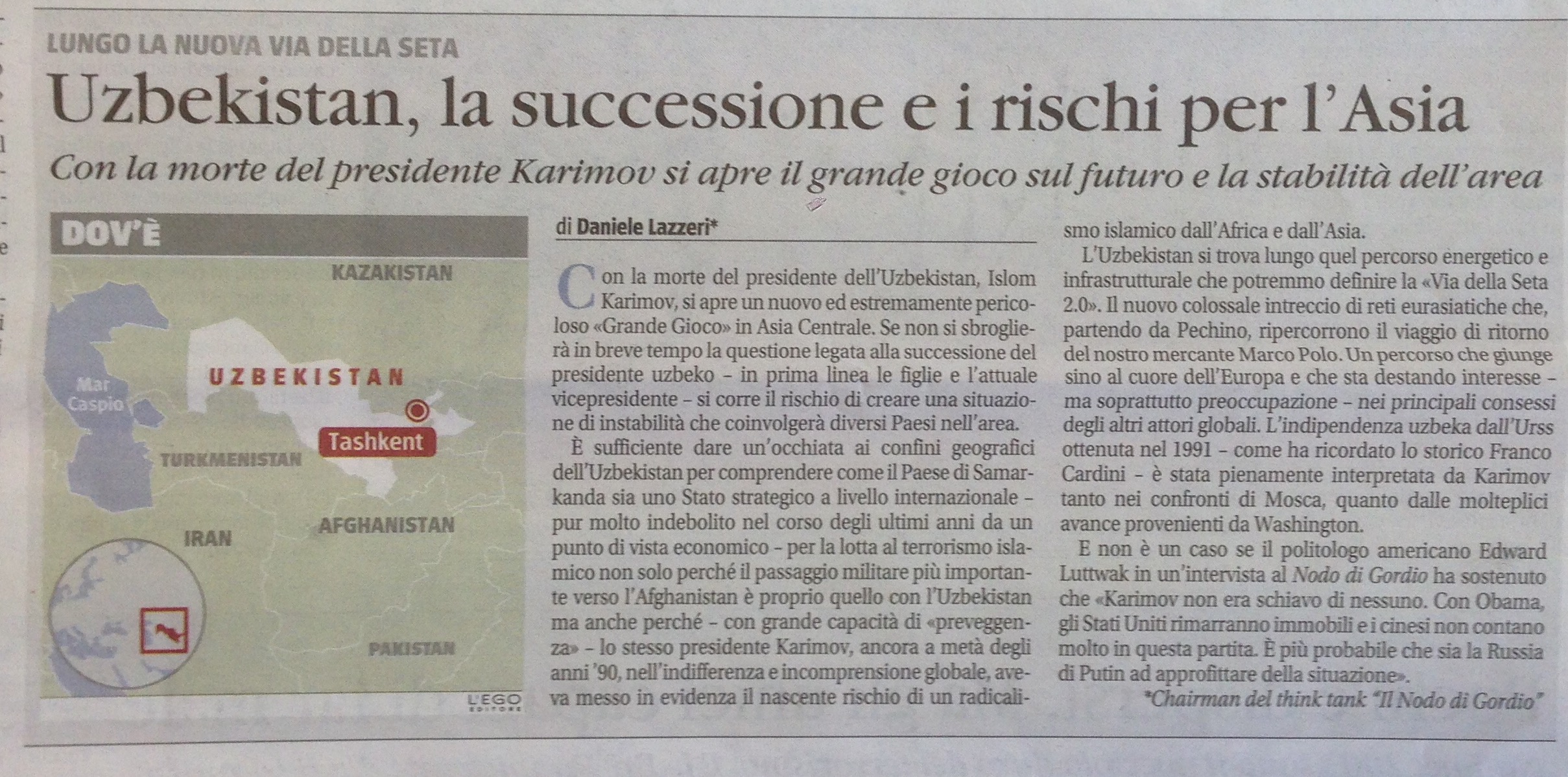 Uzbekistan, la successione e i rischi per l'Asia