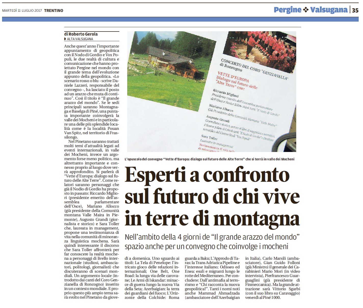 Esperti a confronto sul futuro di chi vive in terre di montagna
