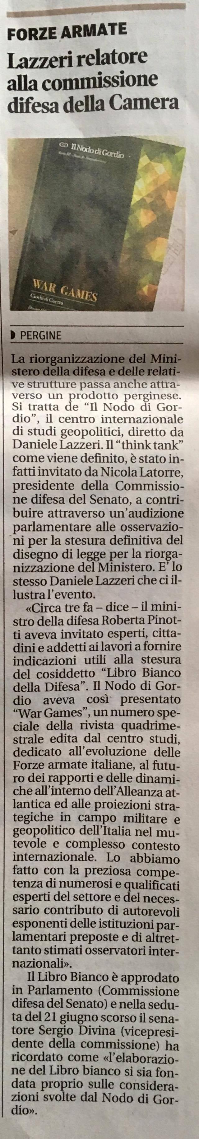 Riforma della Difesa, il contributo del Nodo di Gordio