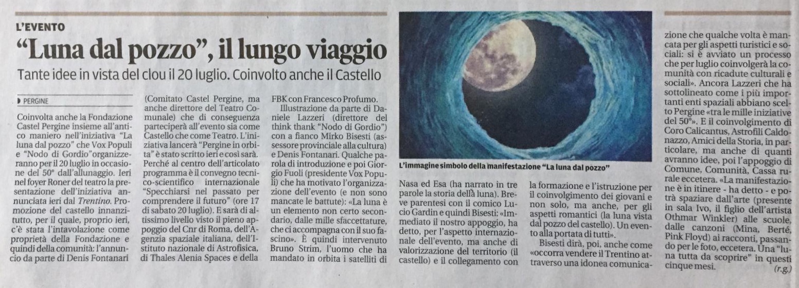 “Luna dal pozzo”, il lungo viaggio – Il Trentino 07.02.2019