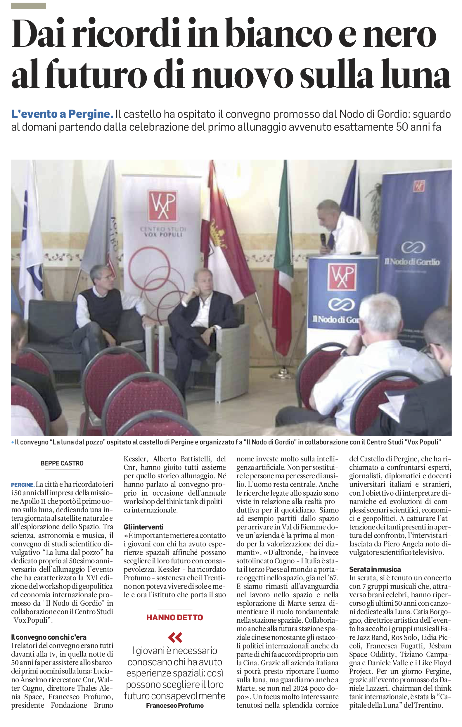 Dai ricordi in bianco e nero al futuro di nuovo sulla luna – Il Trentino 21.07.2019