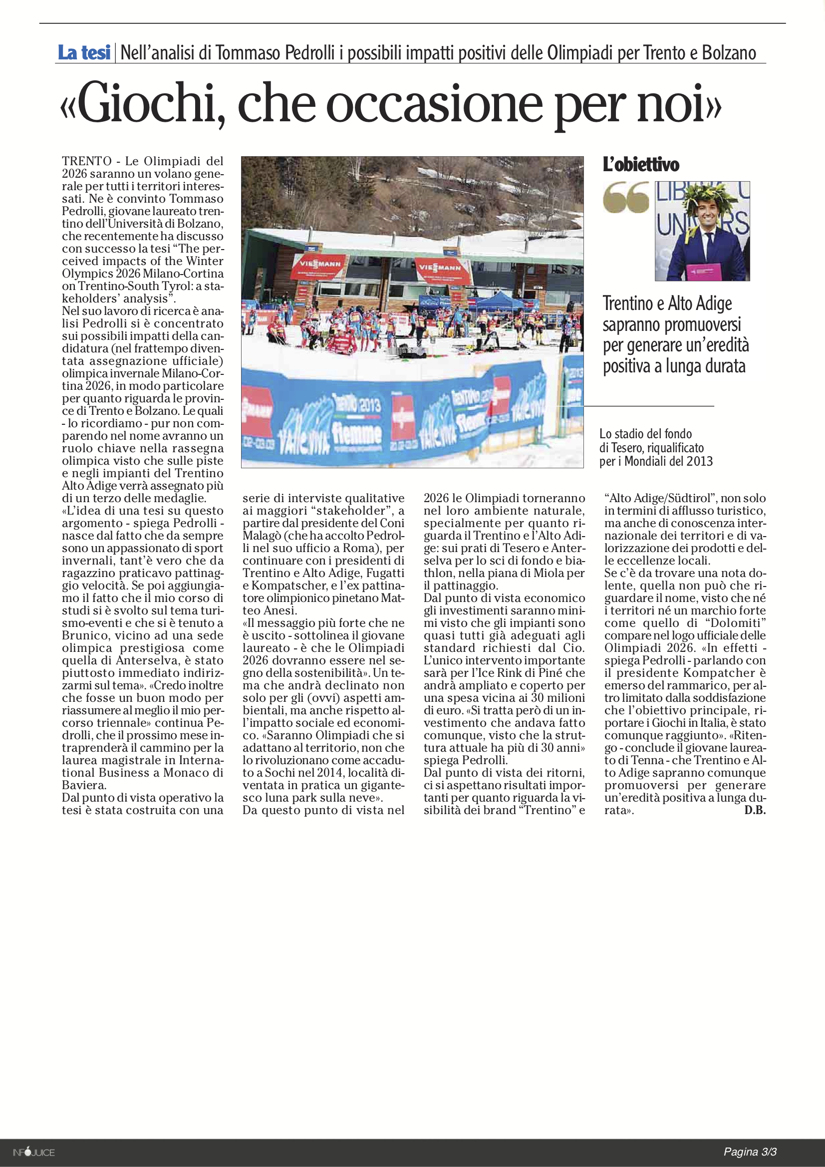 “Giochi, che occasione per noi! – L’Adige 02.07.2019