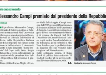 Alessandro Campi premiato dal presidente della Repubblica – Corriere dell’Umbria 07.02.2020