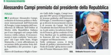 Alessandro Campi premiato dal presidente della Repubblica – Corriere dell’Umbria 07.02.2020