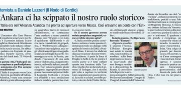 Intervista a Daniele Lazzeri: “Ankara ci ha scippato il nostro ruolo storico” – Libero 19.05.2022