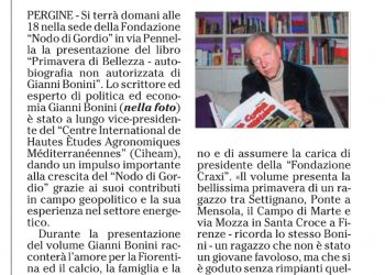 “Primavera di Bellezza”, Bonini e l’autobiografia non autorizzata – L’Adige 14.03.2024